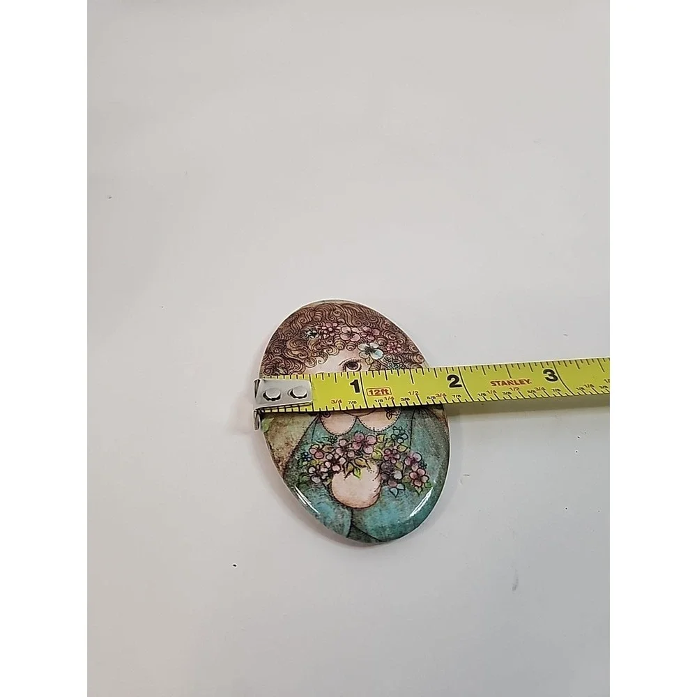 Vintage 1970s Big Eye Girl Pocket/Purse Mirror, Kitsch Flower Child, Retro Boho‎